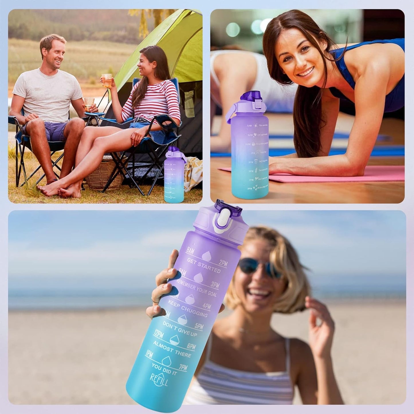 3-Pack Motivational Water Bottles