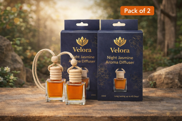 Pack of TWO Velora Car Hanging Aroma Diffuser (10ml) | Long-Lasting Up to 45 Days | Premium Glass Bottle with Wooden Cap | Fragrance Variants Available