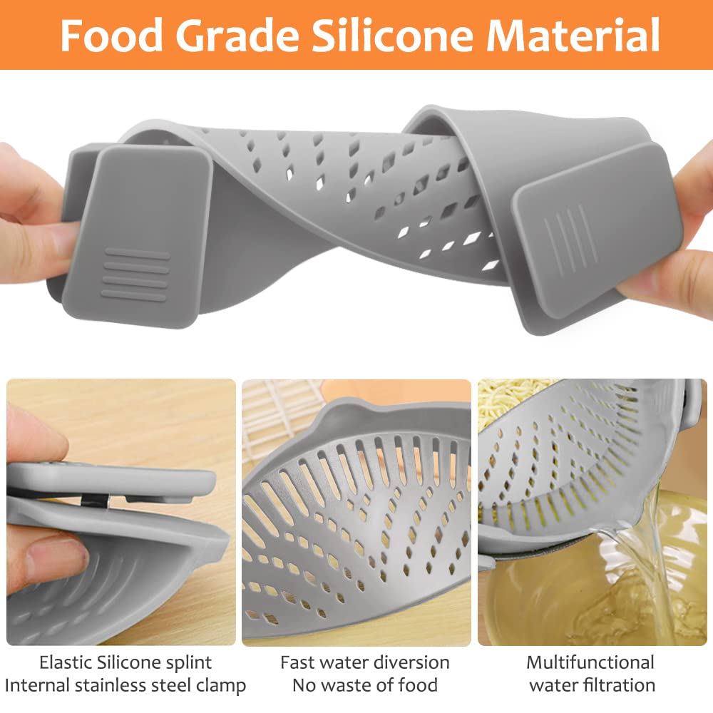 Silicone Clip on Strainer for Pots, Pans, and Bowls